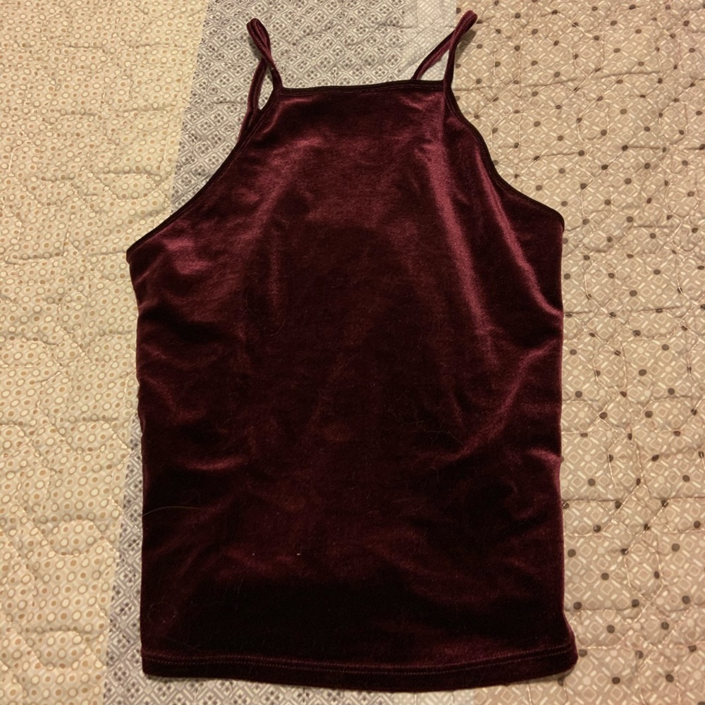 Burgundy Velvet Garage Tank Top